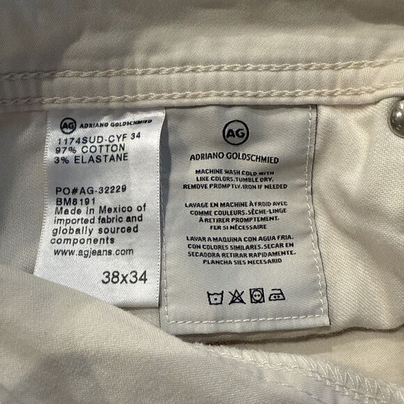 AG Adriano Goldschmied Jeans Mens 38 X34 Ivory The Graduate Tailored Leg Pants - Picture 5 of 5